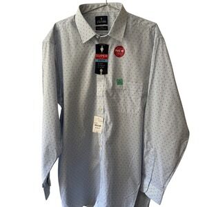 Stafford Dress Shirt Mens 18 36-37 Blue NWT Travel Performance X-Tall Fit Stripe